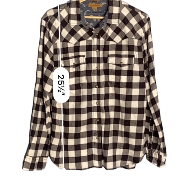 JACHS Girlfriend Flannel Womens Large Buffalo Plaid Black‎ White Western - Picture 9 of 10